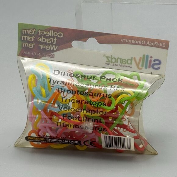 Silly Bandz 24 Pack Dinosaurs Pack Bracelets Foot Print Triceratops Brontosaurus - Picture 2 of 3